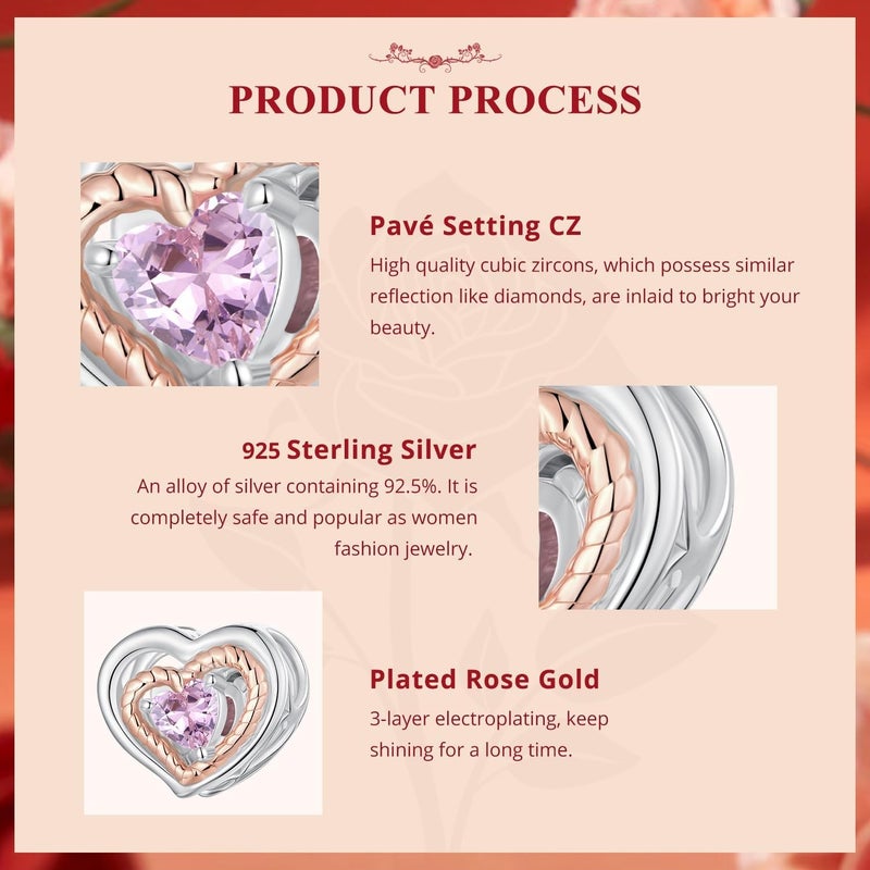 VOROCO Store 925 Sterling Silver Love Heart Charm for Charm Bracelet, Christmas Mother's Day Birthday Perfect Jewelry Gifts for Mom Grandma Daughter Friend Sister - Image 4